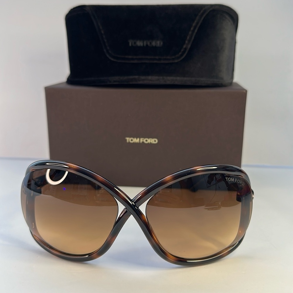 TOM FORD Bettina FT1068/S 52F shiny dark havana frame brown gradient lenses